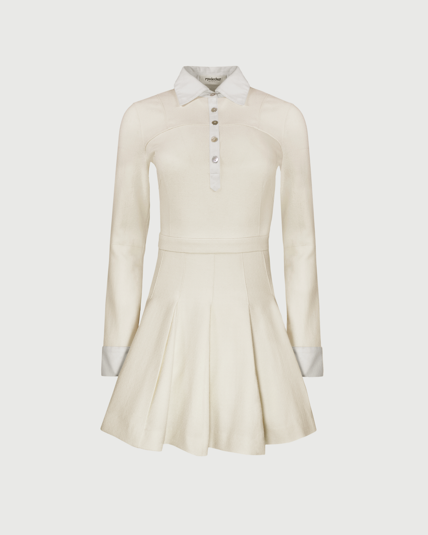 wool dress white Blend | Cloud breasted front is cinched in by a matching belt Zanic Dress - Paloma Wool